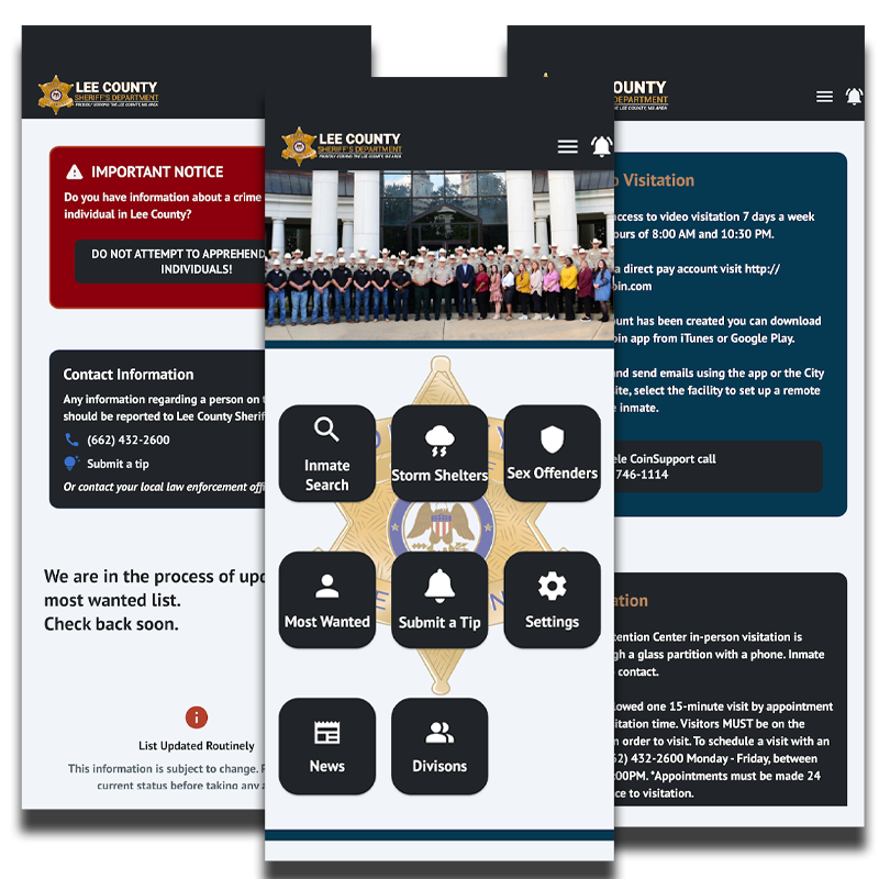 previews of the Lee county sheriffs app